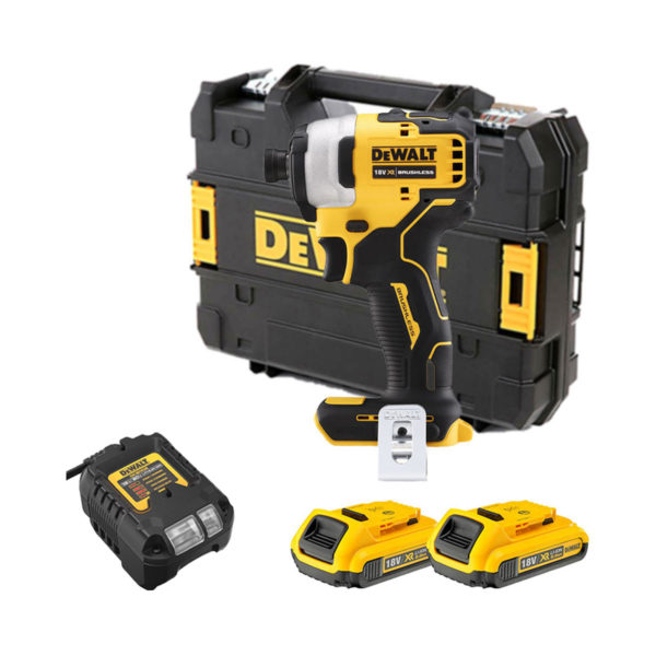 DeWalt 18V XR Bürstenloser kompakter Schlagschrauber mit 2x 2Ah Akkus, Ladegerät und Koffer