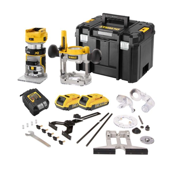 DeWalt 18V Akku-Kombifräse mit 2x 2 Ah Akkus, Ladegerät und Koffer