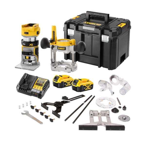 DeWalt 18V Akku-Kombifräse mit 2x 5Ah Akkus, Ladegerät und Koffer