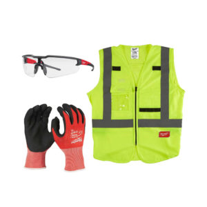 Milwaukee 4932479959 Schutzausrüstung Schutzbrille Warnweste Schnittschutzhandschuhe