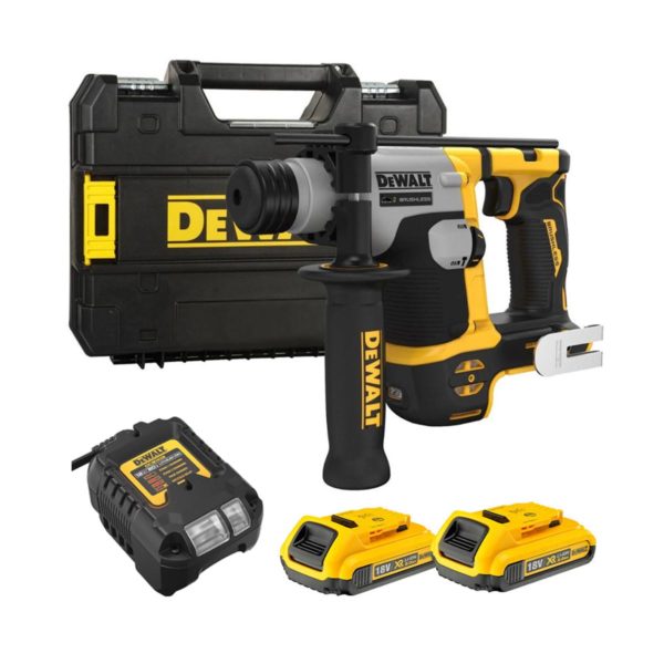 DeWalt 18V Akku-Bohrhammer (16 mm) mit 2x 2Ah Akkus, Ladegerät und Koffer