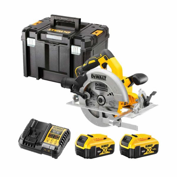 Dewalt DCS570P2 184 mm 18V Li-ion XR bürstenlos Akku-Kreissäge mit 2x 5Ah Akkus, Ladegerät und Koffer