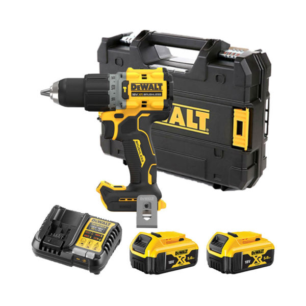 DeWalt 18V Akku-Schlagbohrschrauber mit 2x, 5 Ah Akkus, Ladegerät und Koffer