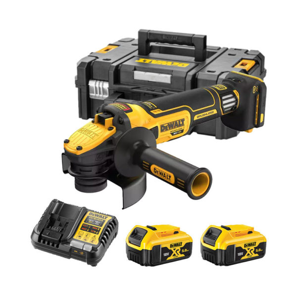 DeWalt DCG409VSP2 18V WTC 125mm Akku-Winkelschleifer mit 2x 5Ah Akkus, Ladegerät und Koffer