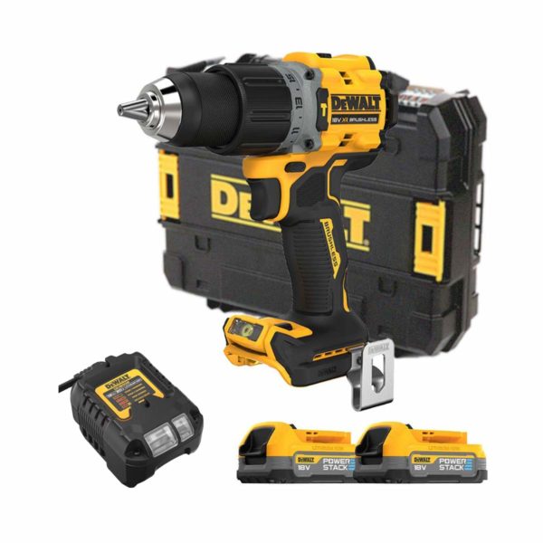 DeWalt 18V Akku-Schlagbohrschrauber mit 2x POWERSTACK 1.7 Ah Akkus, Ladegerät und Koffer