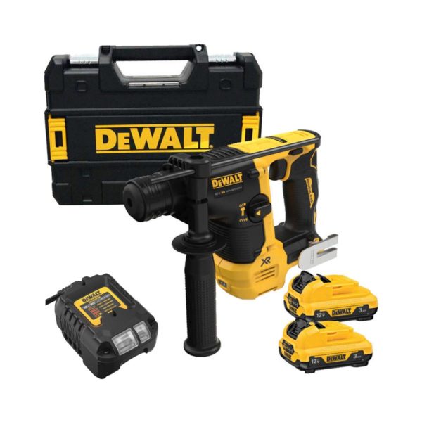 DeWalt 12V SDS-plus Akku-Bohrhammer 14mm (bürstenlos), 1,1 Joule mit 2x 3Ah Akkus, Ladegerät und Koffer