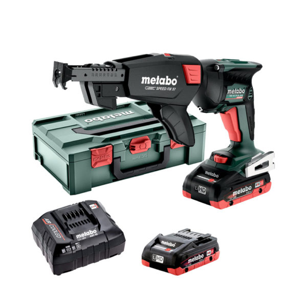 Metabo TBS 18 LTX BL 5000 Akku-Trockenbauschrauber mit 2x 4 Ah Akkus, Ladegerät, Koffer und Schrauber-Magazin