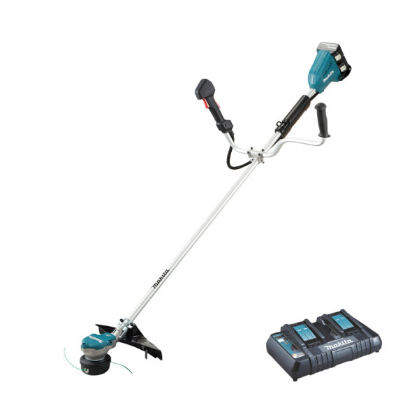 Makita 2x 18V Akku-Motorsense LXT mit 2x 5 Ah Akkus und Doppel-Schnellladegerät