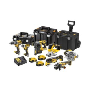 DeWalt 18V 7-teilig Kombi-Set mit 3x 5Ah Akkus, Ladegerät und 3x Koffer