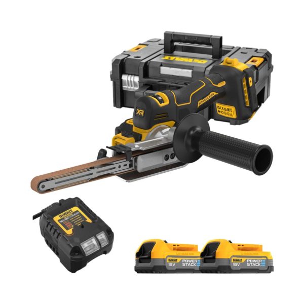 DeWalt 18V Akku-Bandfeile mit 2x 1.7 Ah Akkus, Ladegerät und Koffer