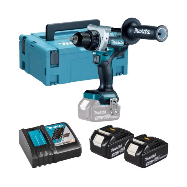 Makita 18V Akku-Bohrschrauber mit 2x 5 Ah Akkus, Ladegerät und Koffer