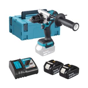 Makita 18V Akku-Schlagbohrschrauber mit 2x 5 Ah Akkus, Ladegerät und Koffer