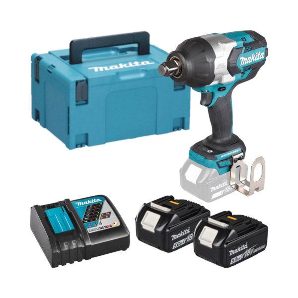 Makita 18V LXT Bürstenloser 3/4" Akku-Drehschlagschrauber mit 2x 5 Ah Akkus, Ladegerät und Koffer