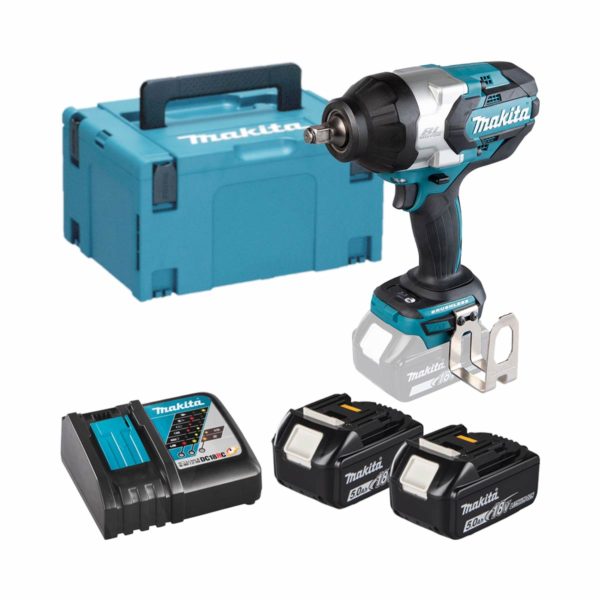 Makita 18V LXT Bürstenloser Akku-Drehschlagschrauber mit 2x 5 Ah Akkus, Ladegerät Koffer