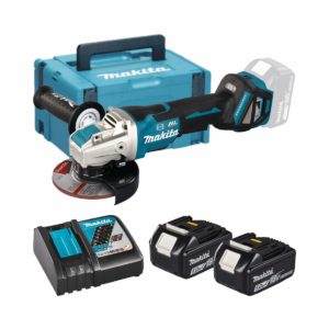 Makita 18V 125mm Akku-Winkelschleifer LXT mit 2x 5 Ah Akkus, Ladegerät und Koffer