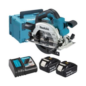 Makita 18V LXT 165 mm Bürstenloser Akku-Kreissäge mit 2x 5 Ah Akkus, Ladegerät und Koffer