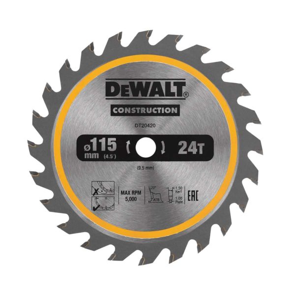 DeWalt Construction Circ Saw Blade Cordless - Framing 115mm 24T